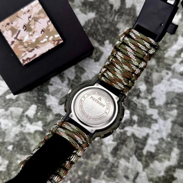 Часы наручные Patriot 005CMGRSU ВСУ Зеленый камуфляж Паракордовый ремешок Camo Green + Коробка. фото 6