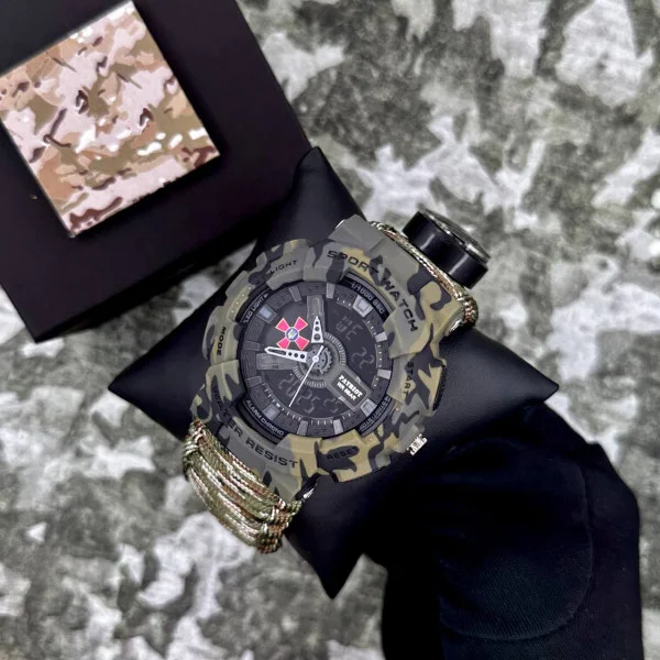 Годинник наручний Patriot 005CMGRSU ЗСУ Зелений камуфляж Паракордовий ремінець Camo Green + Коробка. фото 3