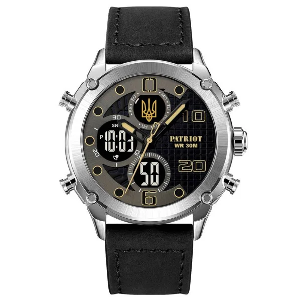 Годинник наручний Patriot 017SIBK Тризуб золото Silver-Black фото 7