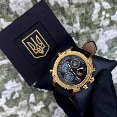 Годинник наручний Patriot 017GDBK Тризуб золото Gold-Black.