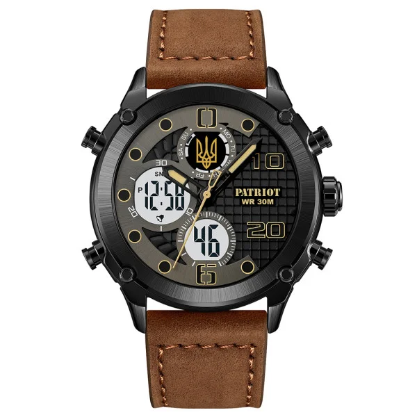 Годинник наручний Patriot 017BKBR Тризуб золото Black-Brown фото 7