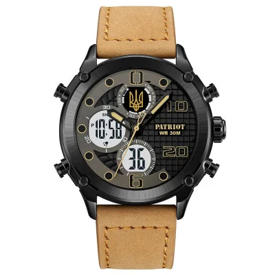 Часы наручные Patriot 017BKLTBN Трезубец злотый Black-Light Brown