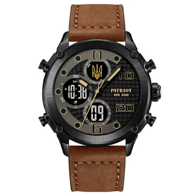 Часы наручные Patriot 017BKBRBK Трезубец золото Black-Brown-Black.