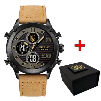 Часы наручные Patriot 017BKBKBR Трезубец золото Black-Black-Light Brown.