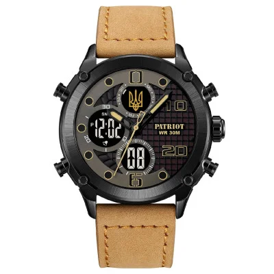 Часы наручные Patriot 017BKBKBR Трезубец золото Black-Black-Light Brown.