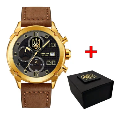 Часы наручные Patriot 016 Gold-Black-Brown Трезубец золото