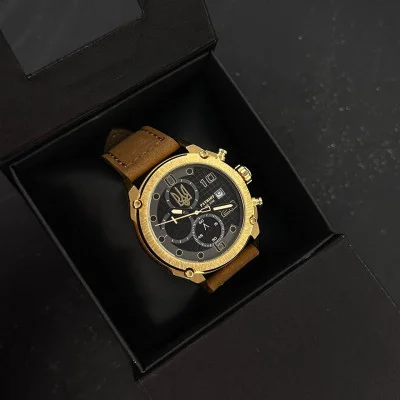 Часы наручные Patriot 016 Gold-Black-Brown Трезубец золото