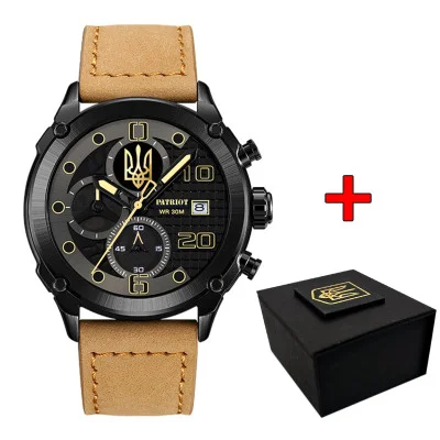Часы наручные Patriot 016 Black-Light Brown Трезубец золото