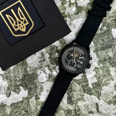 Часы наручные Patriot 016 All Black Трезубец золото