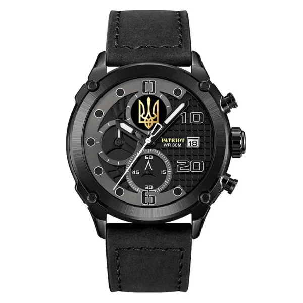 Годинник наручний Patriot 016 All Black Тризуб золото фото 7