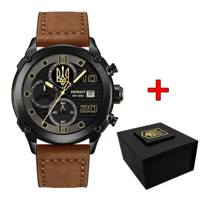 Часы наручные Patriot 016 Black-Brown Трезубец золото