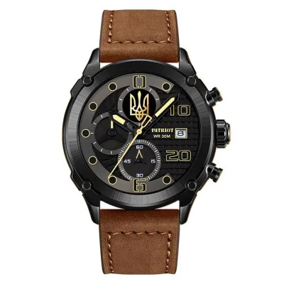 Часы наручные Patriot 016 Black-Brown Трезубец золото