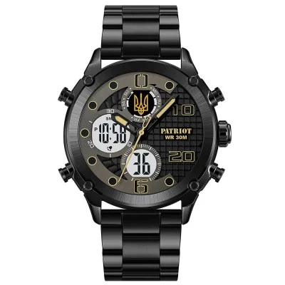 Часы наручные Patriot 017 Трезубец Золото Black-Black-White Steel