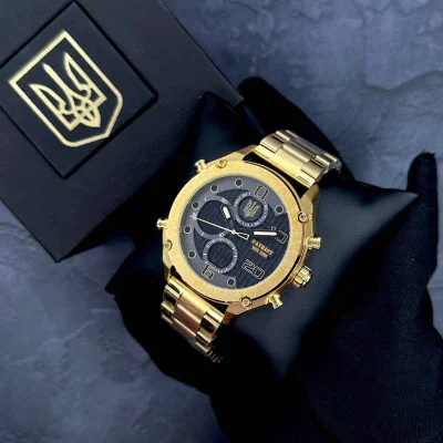 Часы наручные Patriot 017 Трезубец Золото Gold-Black Steel