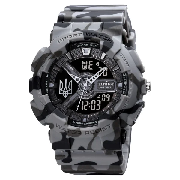 Годинник наручний Patriot 005 Тризуб срібло Camo Grey + Коробка. фото 6