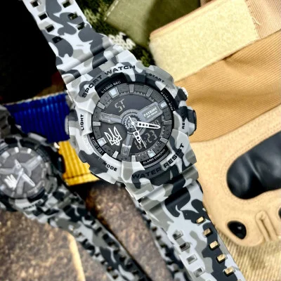 Годинник наручний Patriot 005 Тризуб срібло Camo Grey + Коробка.