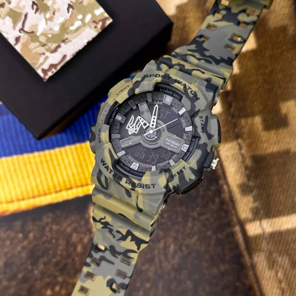 Годинник наручний Patriot 005 Тризуб срібло Camo Green + Коробка. фото 5