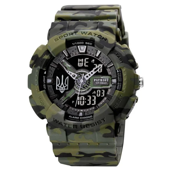 Годинник наручний Patriot 005 Тризуб срібло Camo Green + Коробка. фото 7
