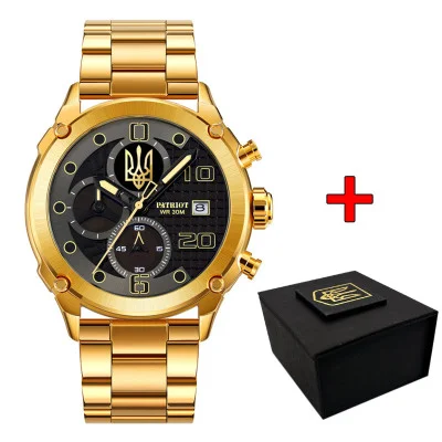 Часы наручные Patriot 016 Трезубец золото Gold-Black Steel