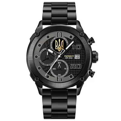 Часы наручные Patriot 016 Трезубец золото Black-Black Steel