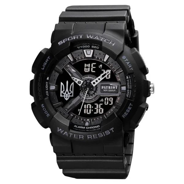 Годинник наручний Patriot 005 Тризуб срібло Black + Коробка. фото 7