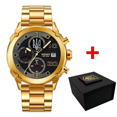 Часы наручные Patriot 016 Трезубец серебро Gold-Black Steel