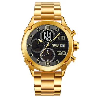 Часы наручные Patriot 016 Трезубец серебро Gold-Black Steel