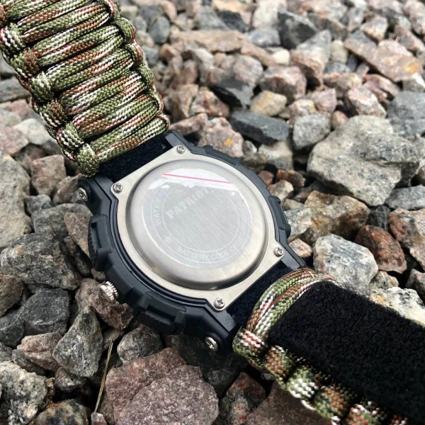 Часы наручные Patriot 005 Трезубец золото Черный Паракордовый ремешок Camo Green + Коробка фото 5
