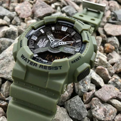 Часы наручные Patriot 005 Трезубец серебро Army Green + Коробка