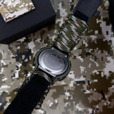 Часы наручные Patriot 005 Трезубец золото Camo Green Паракордовый ремешок Camo Green + Коробка.