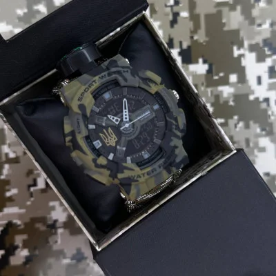 Часы наручные Patriot 005 Трезубец золото Camo Green Паракордовый ремешок Camo Green + Коробка.