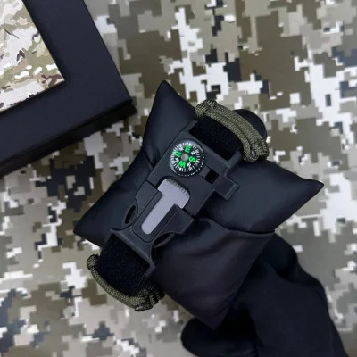 Часы наручные Patriot 005 Трезубец золото Army Green Паракордовый ремешок Army Green + Коробка.