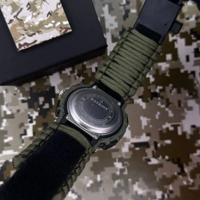Часы наручные Patriot 005 Трезубец золото Camo Green Паракордовый ремешок Army Green + Коробка.