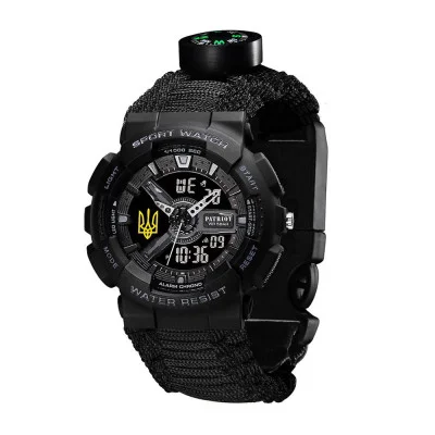 Часы наручные Patriot 005 Трезубец золото Black Паракордовый ремешок Black + Коробка