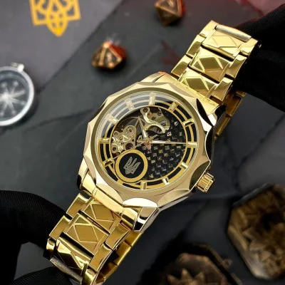 Часы наручные Ukrwatch 024GD Трезубец золото Gold