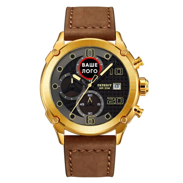 Часы наручные Patriot 016 Ваше Лого Gold-Black-Brown фото 3