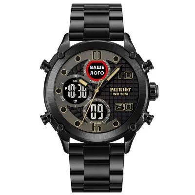 Годинник наручний Patriot 017 Ваше Лого All Black Steel