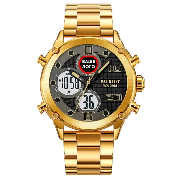 Годинник наручний Patriot 017 Ваше Лого Gold-White Steel фото 1