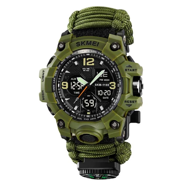 Чоловічий годинник Skmei 1155BNAG Army Green фото 1