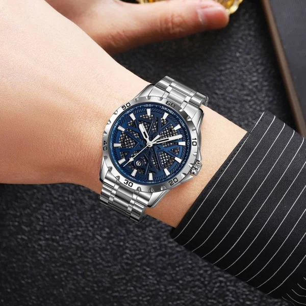 Мужские часы Skmei 9337SIBU Silver-Blue фото 4