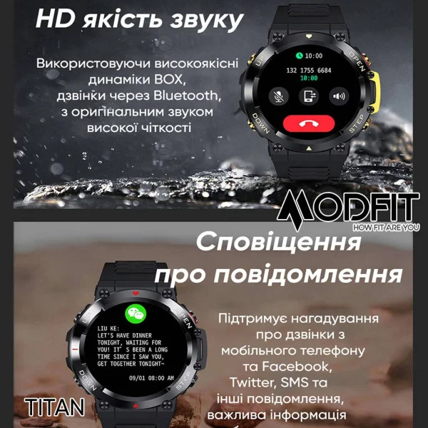 Розумний годинник Modfit Titan Army Green 35 мм. фото 14