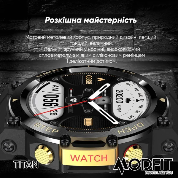 Розумний годинник Modfit Titan Army Green 35 мм. фото 7