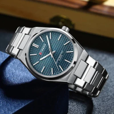 Мужские часы Curren 8439 Silver-Blue