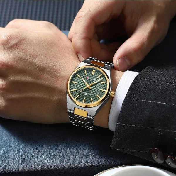 Мужские часы Curren 8439 Silver-Gold-Green фото 4