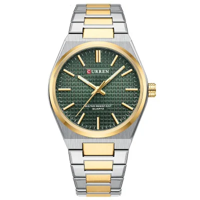 Мужские часы Curren 8439 Silver-Gold-Green