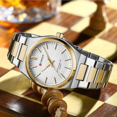 Чоловічий годинник Curren 8439 Silver-Gold-White