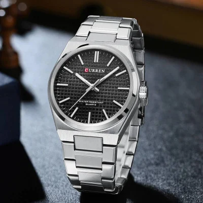 Мужские часы Curren 8439 Silver-Black
