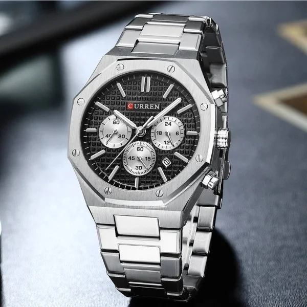 Чоловічий годинник Curren 8440 Silver-Black фото 3