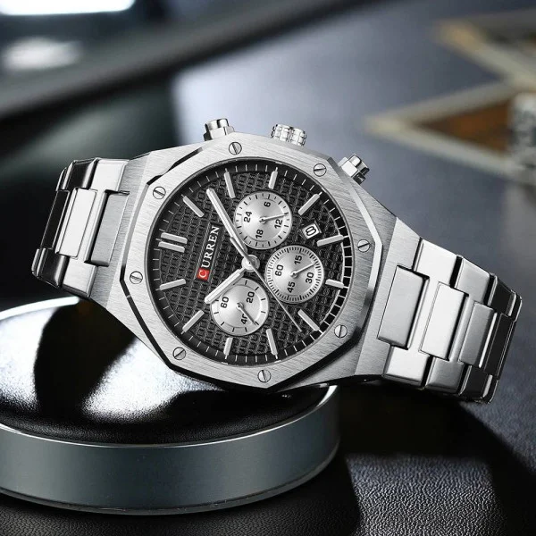 Чоловічий годинник Curren 8440 Silver-Black фото 5