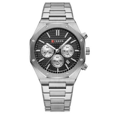 Мужские часы Curren 8440 Silver-Black